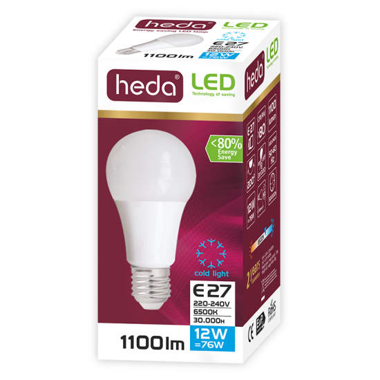  ΛΑΜΠΑ LED ΚΟΙΝΗ Α60 12W E27 COOL