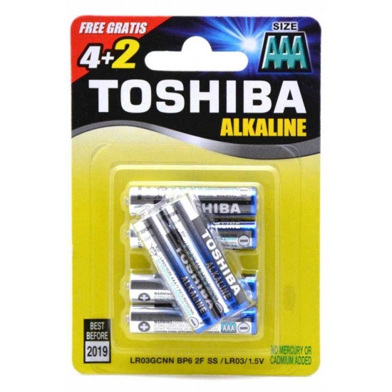 ΜΠΑΤΑΡΙΑ ΑΛΚΑΛΙΚΗ ΑΑΑ BLISTER (4+2 ΔΩΡΟ) TOSHIBA