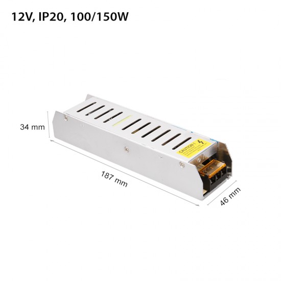  ΤΡΟΦΟΔΟΤΙΚΟ ΜΕΤΑΛΛΙΚΟ 12V 100W SLIM 2R