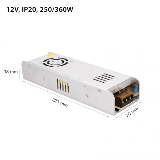 ΤΡΟΦΟΔΟΤΙΚΟ ΜΕΤΑΛΛΙΚΟ 12V 250W SLIM 2R