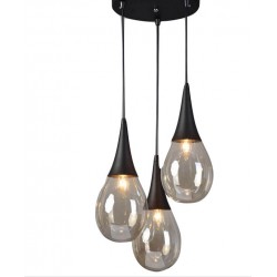  Aca Μοντέρνο Κρεμαστό Φωτιστικό Τρίφωτο Μπάλα με Ντουί E14 σε Μαύρο Χρώμα